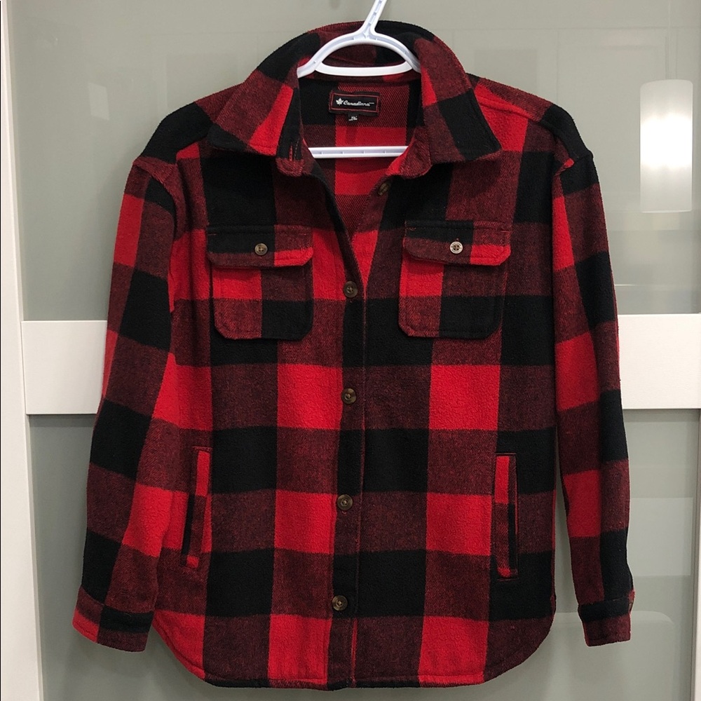Canadiana Youth Buffalo Plaid Shacket | XL (14–16) | Red & Black